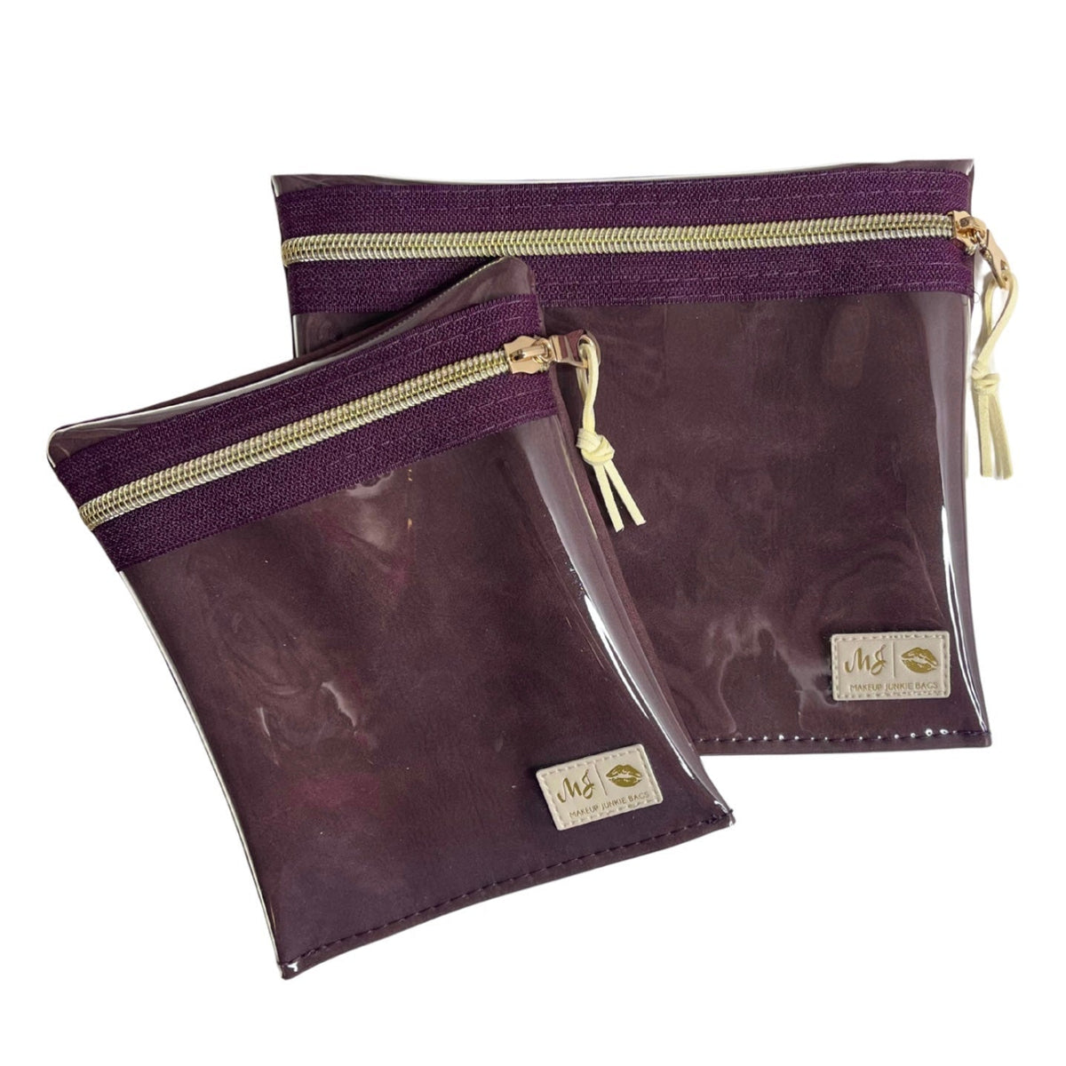 LIVE BOX- Suede Soul Bordeaux - Large Multi Use Clear Pouch