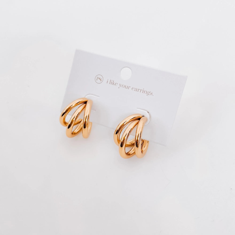 Trio Trinity Hoop Earrings-240 Jewelry-Pretty Simple-Hello Friends Boutique-Woman's Fashion Boutique Located in Traverse City, MI