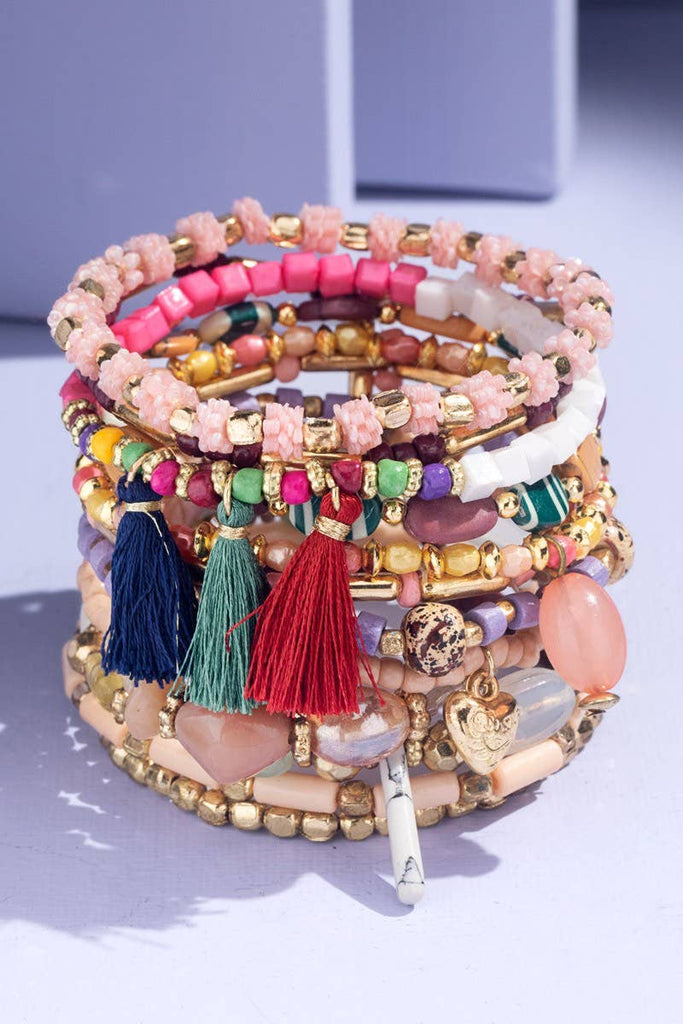12 Strand Multi Beads Bracelet Set-240 Jewelry-Urbanista-Hello Friends Boutique-Woman's Fashion Boutique Located in Traverse City, MI
