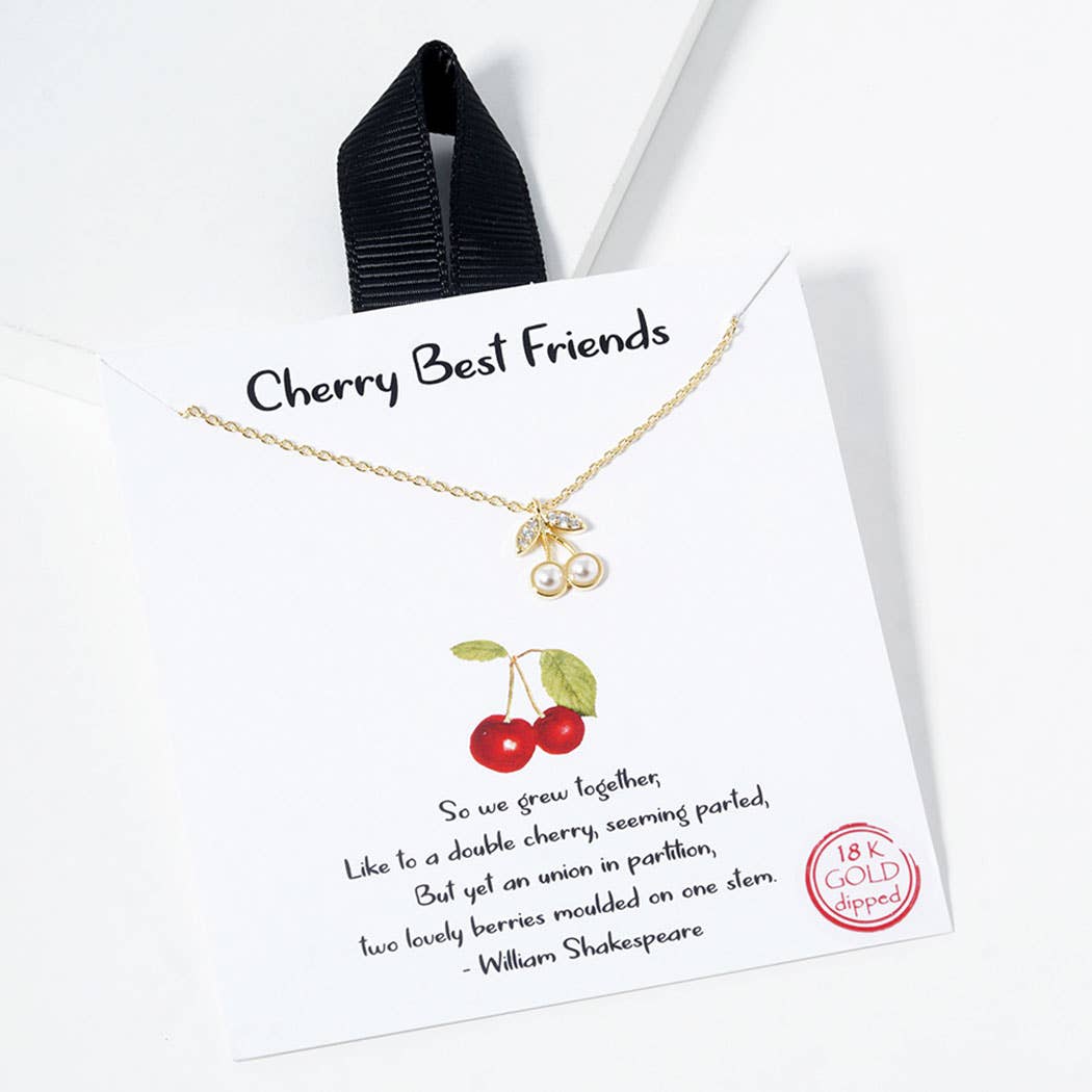 Gold-Dipped Cherry Charm Necklace-240 Jewelry-Fashion City-Hello Friends Boutique-Woman's Fashion Boutique Located in Traverse City, MI