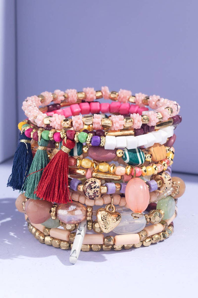 12 Strand Multi Beads Bracelet Set-240 Jewelry-Urbanista-Hello Friends Boutique-Woman's Fashion Boutique Located in Traverse City, MI