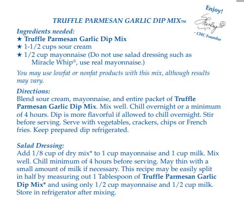 Truffle Parmesan Garlic Dip Mix-300 Treats/Gift-Country Home Creations - faire-Hello Friends Boutique-Woman's Fashion Boutique Located in Traverse City, MI