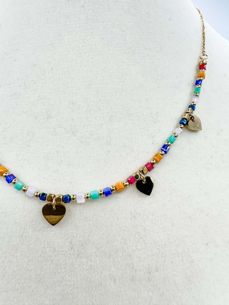 Archie 18K Gold Beaded Heart Necklace-240 Jewelry-MAIQ Accessories - faire-Hello Friends Boutique-Woman's Fashion Boutique Located in Traverse City, MI