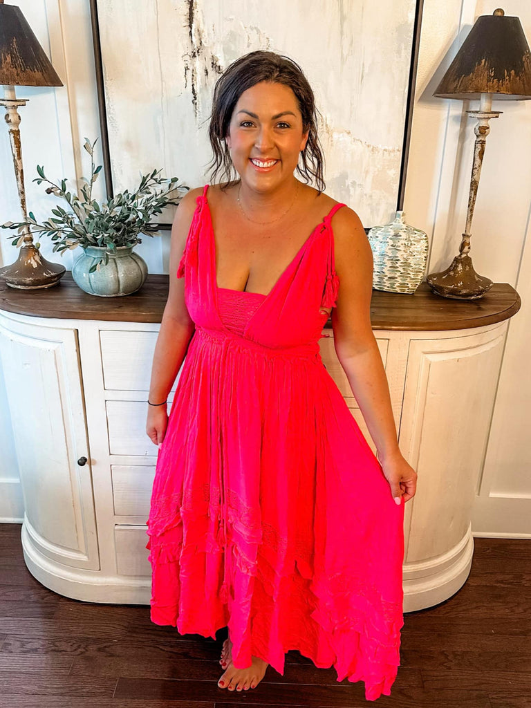 *Flash Deal* Fuchsia Tiered Ruffle Maxi Dress (S-3XL)-180 Dresses-Sew In Love-Hello Friends Boutique-Woman's Fashion Boutique Located in Traverse City, MI