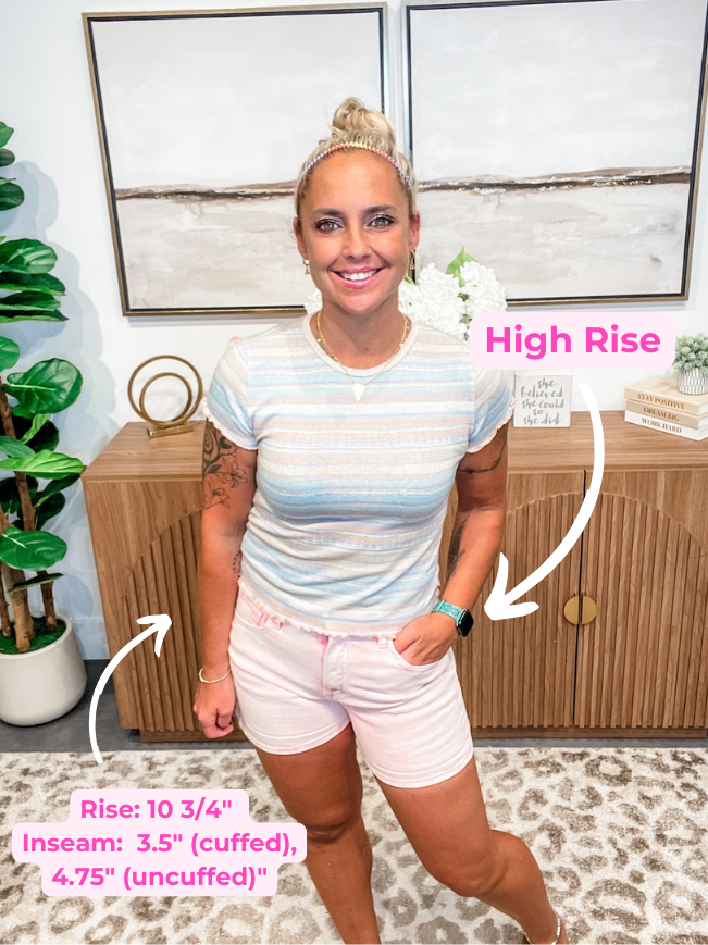 Skyline Cuffed High Rise Shorts (S-3XL)-220 Shorts/Skirts/Skorts-RISEN-Hello Friends Boutique-Woman's Fashion Boutique Located in Traverse City, MI