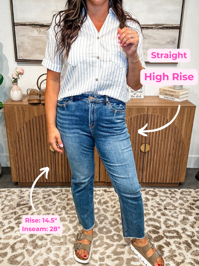 You've Got Me High Rise Straight Denim (24-32)-200 Denim-Mica Denim-Hello Friends Boutique-Woman's Fashion Boutique Located in Traverse City, MI