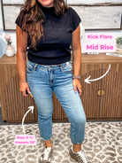 Mid Rise Destroy Hem Kick Flare Jeans (0-24W)-200 Denim-Judy Blue-Hello Friends Boutique-Woman's Fashion Boutique Located in Traverse City, MI