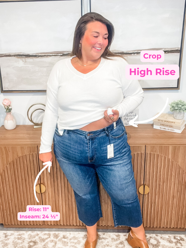 The Wildflower Crop High Waisted Bottoms (0-24W)-200 Denim-Judy Blue-Hello Friends Boutique-Woman's Fashion Boutique Located in Traverse City, MI