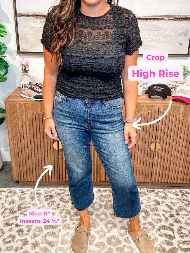 The Wildflower Crop High Waisted Bottoms (0-24W)-200 Denim-Judy Blue-Hello Friends Boutique-Woman's Fashion Boutique Located in Traverse City, MI
