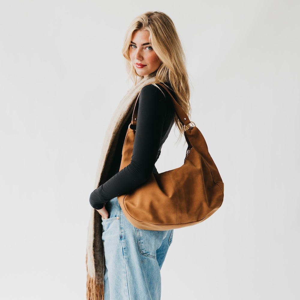 Hazel Hobo Shoulder Bag with Tassel-Sling Bag-Bum & Sling Bags-Hello Friends Boutique-Woman's Fashion Boutique Located in Traverse City, MI