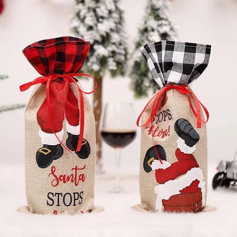 Santa Stops Here Wine Bottle Cover-300 Treats/Gift-JULIA ROSE-Hello Friends Boutique-Woman's Fashion Boutique Located in Traverse City, MI