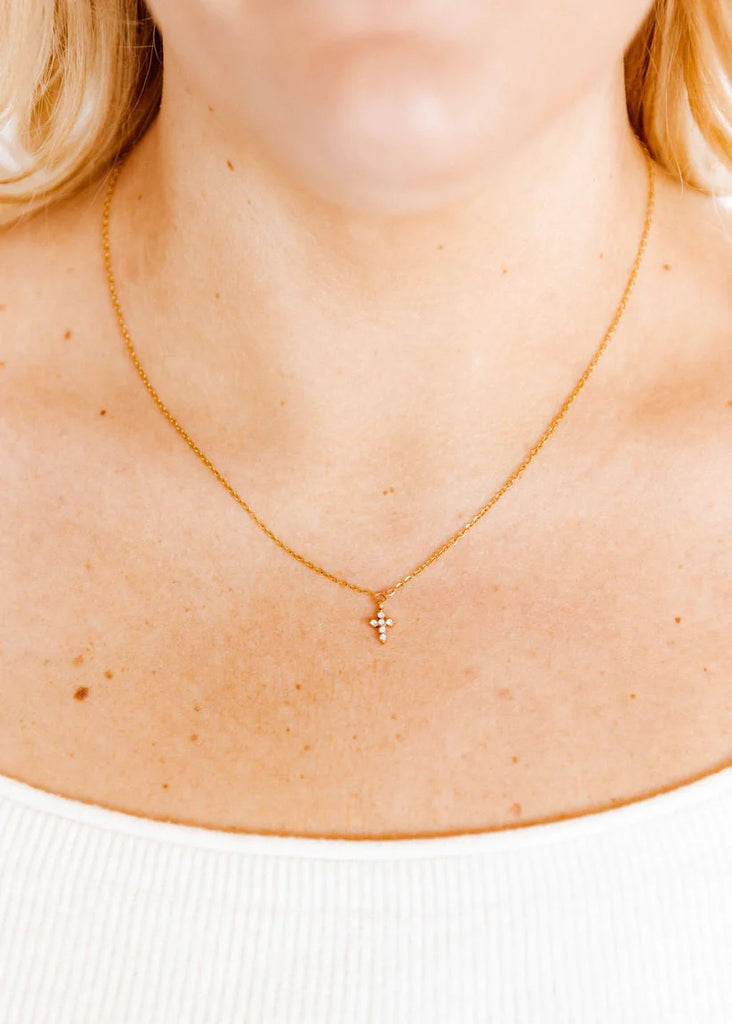 Necklace - Carly Cross Silver-230 Jewelry-Linny Co-Hello Friends Boutique-Woman's Fashion Boutique Located in Traverse City, MI
