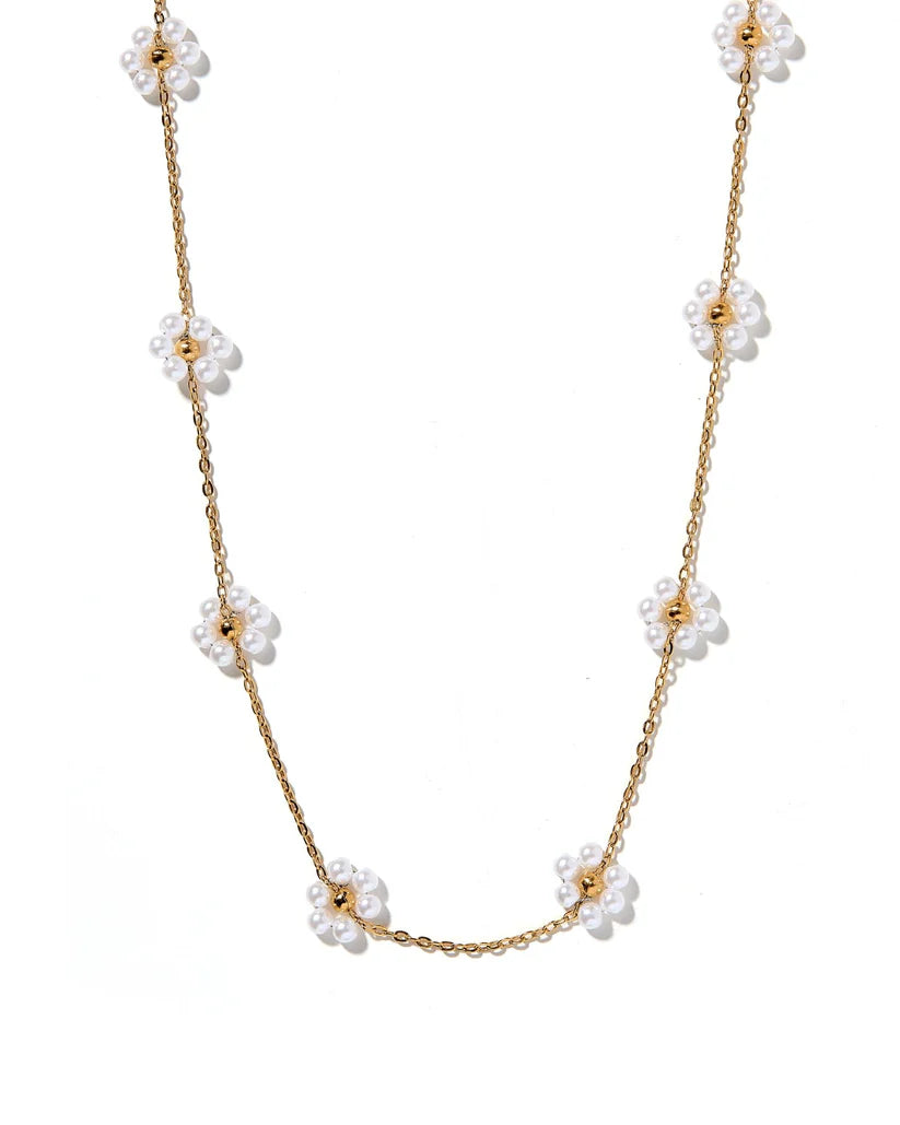 Necklace - Gracie Flower Pearl-230 Jewelry-Linny Co-Hello Friends Boutique-Woman's Fashion Boutique Located in Traverse City, MI