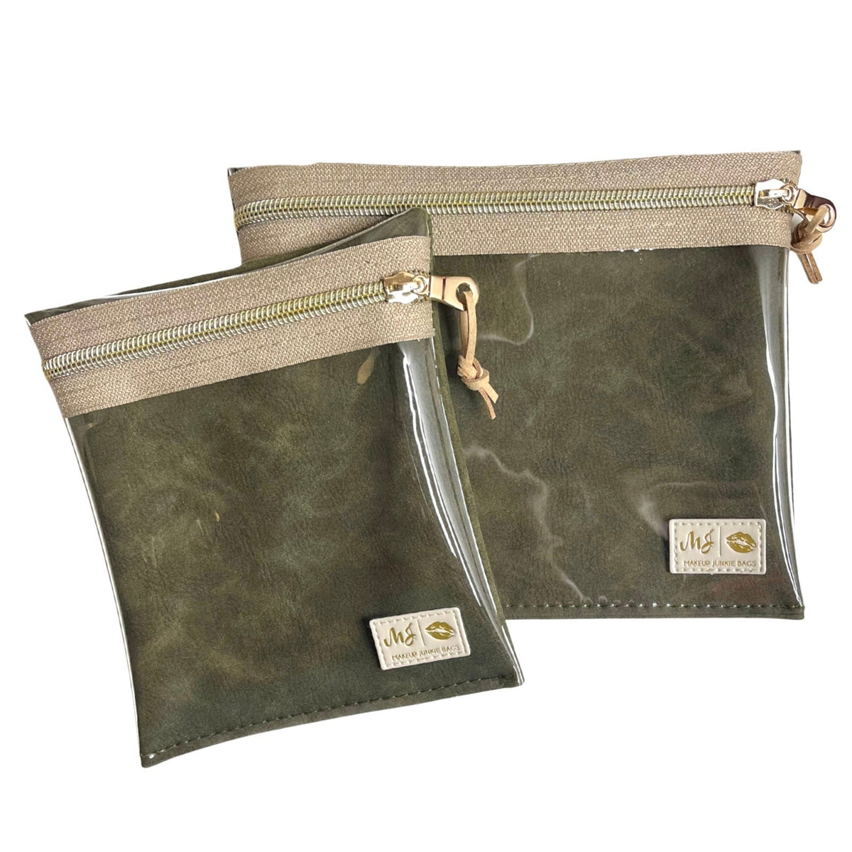 LIVE BOX- Suede Soul Olive - Large Multi Use Clear Pouch