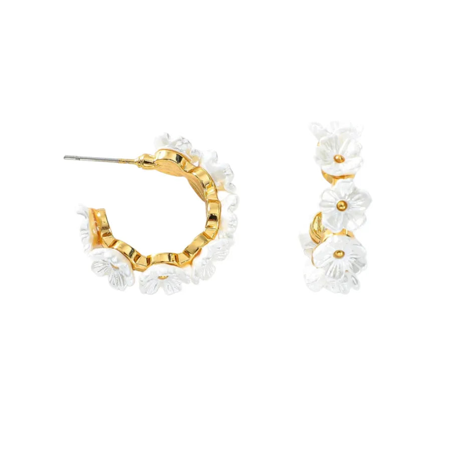 Karly Flower Hoops-240 Jewelry-Lauren Kenzie-Hello Friends Boutique-Woman's Fashion Boutique Located in Traverse City, MI
