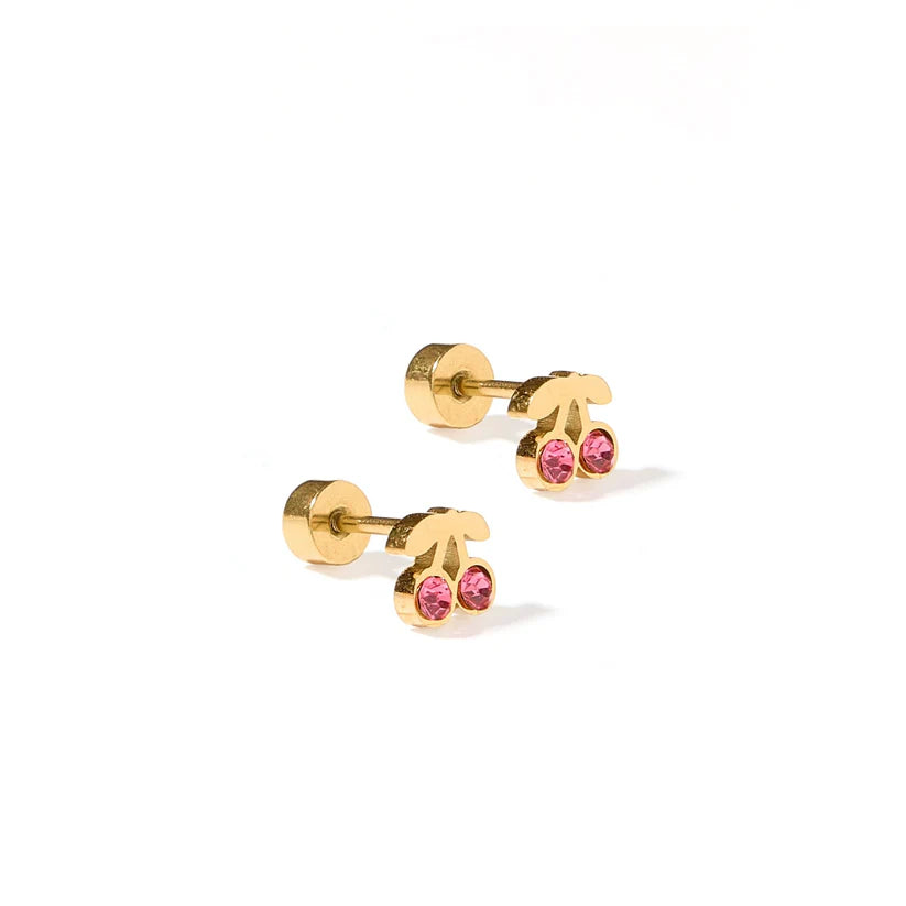 Screwback Stud Earrings - Pink Cherry-230 Jewelry-Linny Co-Hello Friends Boutique-Woman's Fashion Boutique Located in Traverse City, MI