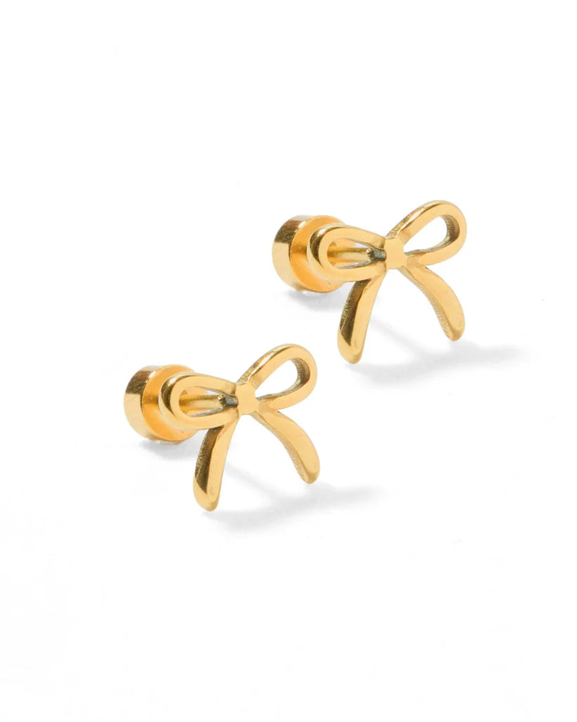 Screwback Stud Earrings - Sadie Bow Gold-230 Jewelry-Linny Co-Hello Friends Boutique-Woman's Fashion Boutique Located in Traverse City, MI