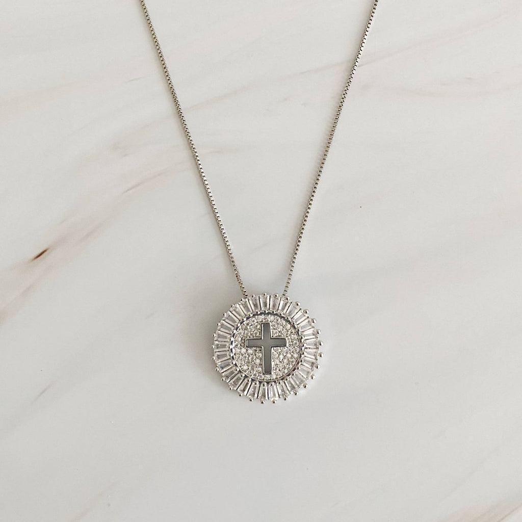 Divine Sparkle Cross Necklace in Silver-240 Jewelry-ELLISON+YOUNG-Hello Friends Boutique-Woman's Fashion Boutique Located in Traverse City, MI