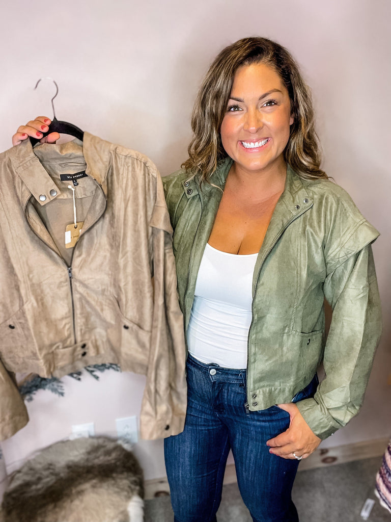 I'm So Lucky Moto Jacket-170 Jackets-Blu Pepper-Hello Friends Boutique-Woman's Fashion Boutique Located in Traverse City, MI