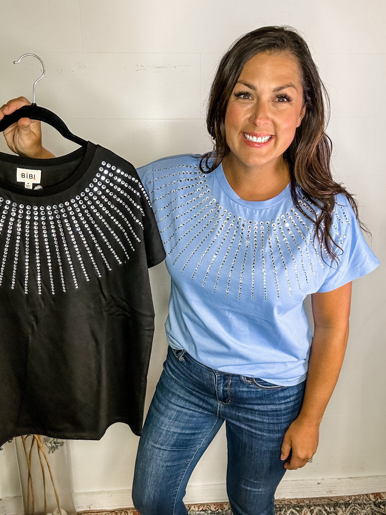 Shine Bright Like A Diamond Top (S-XL)-100 Short Sleeve-BIBI-Hello Friends Boutique-Woman's Fashion Boutique Located in Traverse City, MI