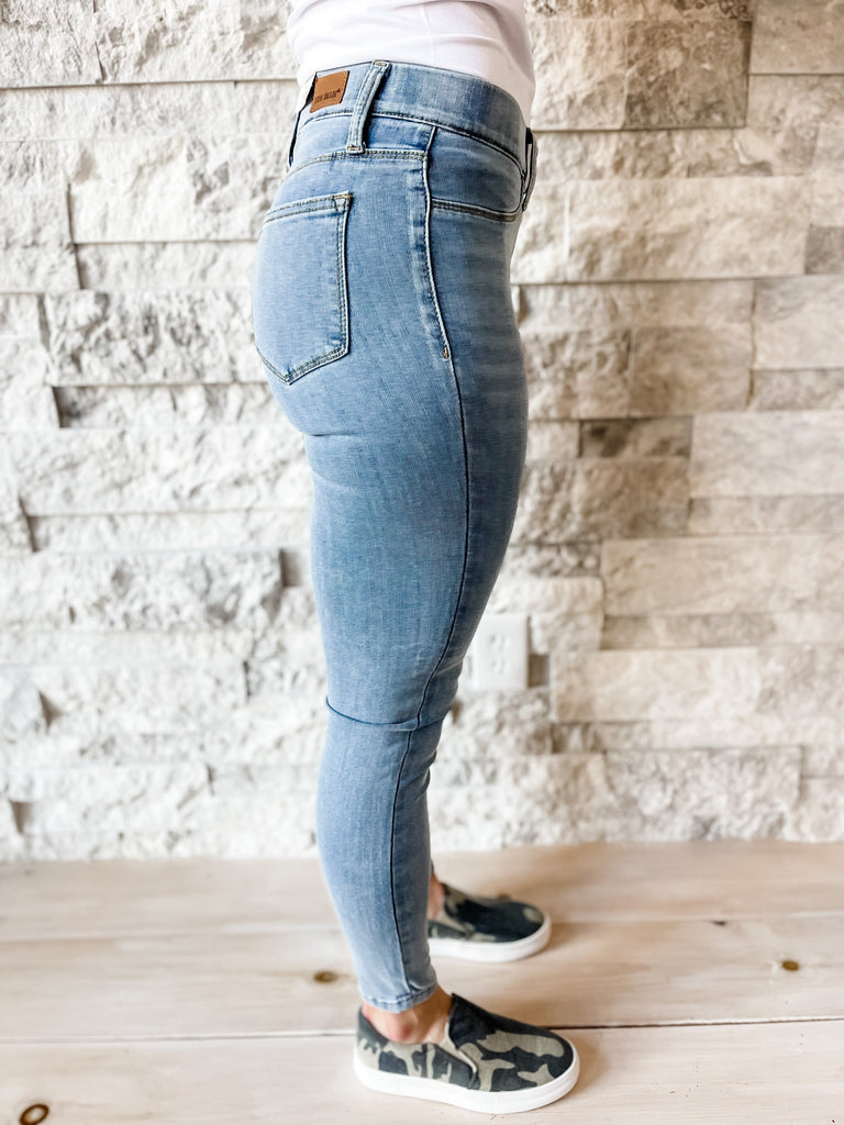 Judy Blue Mid-Rise Pull On Skinny Jeggings-200 Denim-Judy Blue-Hello Friends Boutique-Woman's Fashion Boutique Located in Traverse City, MI