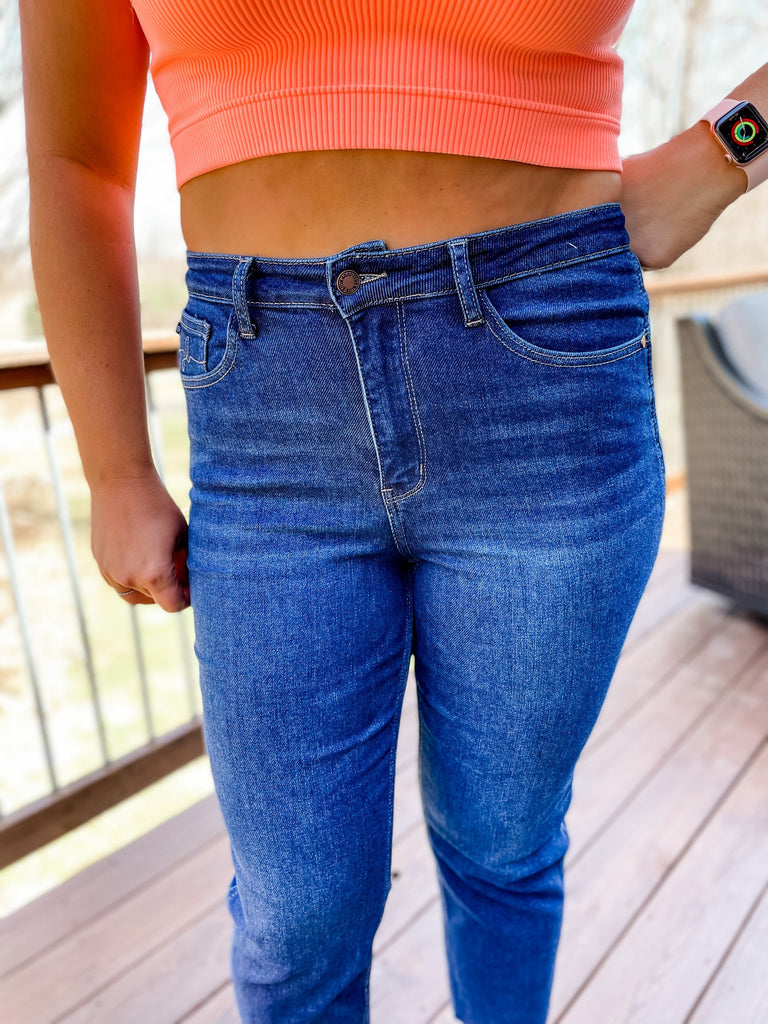High Waisted Cropped Straight leg Jeans-200 Denim-Judy Blue-Hello Friends Boutique-Woman's Fashion Boutique Located in Traverse City, MI