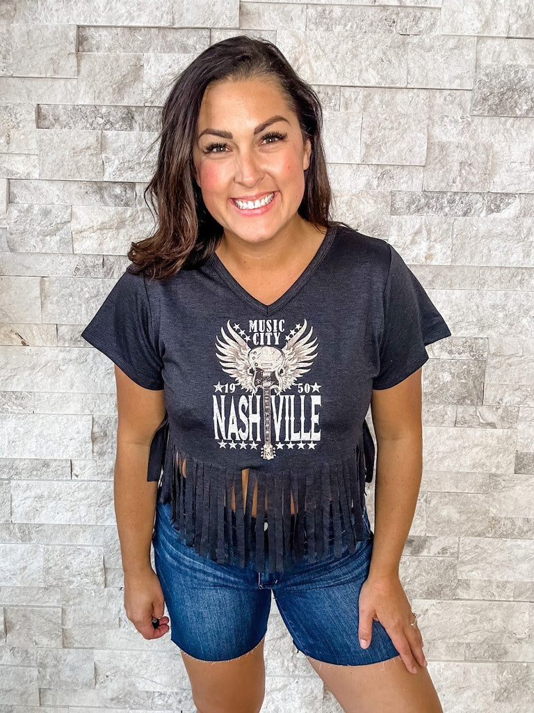 Music City Nashville Tee-130 Graphic Tees-Shewin Inc-Hello Friends Boutique-Woman's Fashion Boutique Located in Traverse City, MI