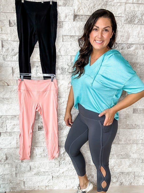 Cropped Pocket Cut Out Leggings (S-3XL)-210 Leggings/Joggers-Rae Mode-Hello Friends Boutique-Woman's Fashion Boutique Located in Traverse City, MI