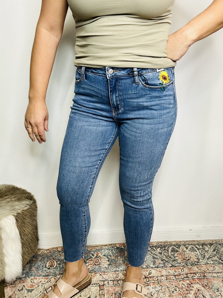 Hi-Rise Relaxed Sunflower-200 Denim-Judy Blue-Hello Friends Boutique-Woman's Fashion Boutique Located in Traverse City, MI