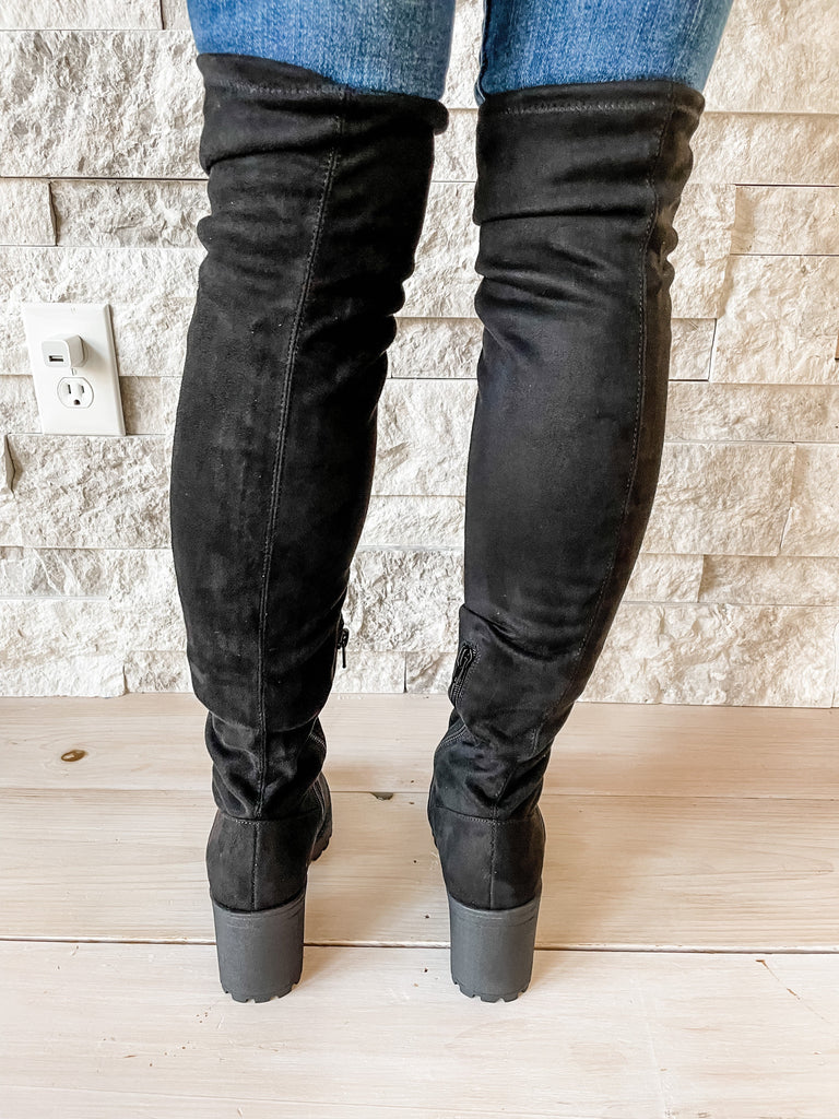 Linzy Black Suede Over the Knee Boots-250 Shoes-Very G-Hello Friends Boutique-Woman's Fashion Boutique Located in Traverse City, MI